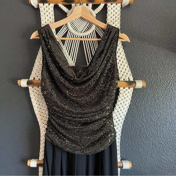 R & M Richard’s Black And Bronze Glittery Jumpsuit Women’s 6 Holiday Formal - Picture 4 of 10